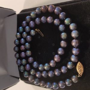 Black Tahitian Pearl Necklace with 14k clasp